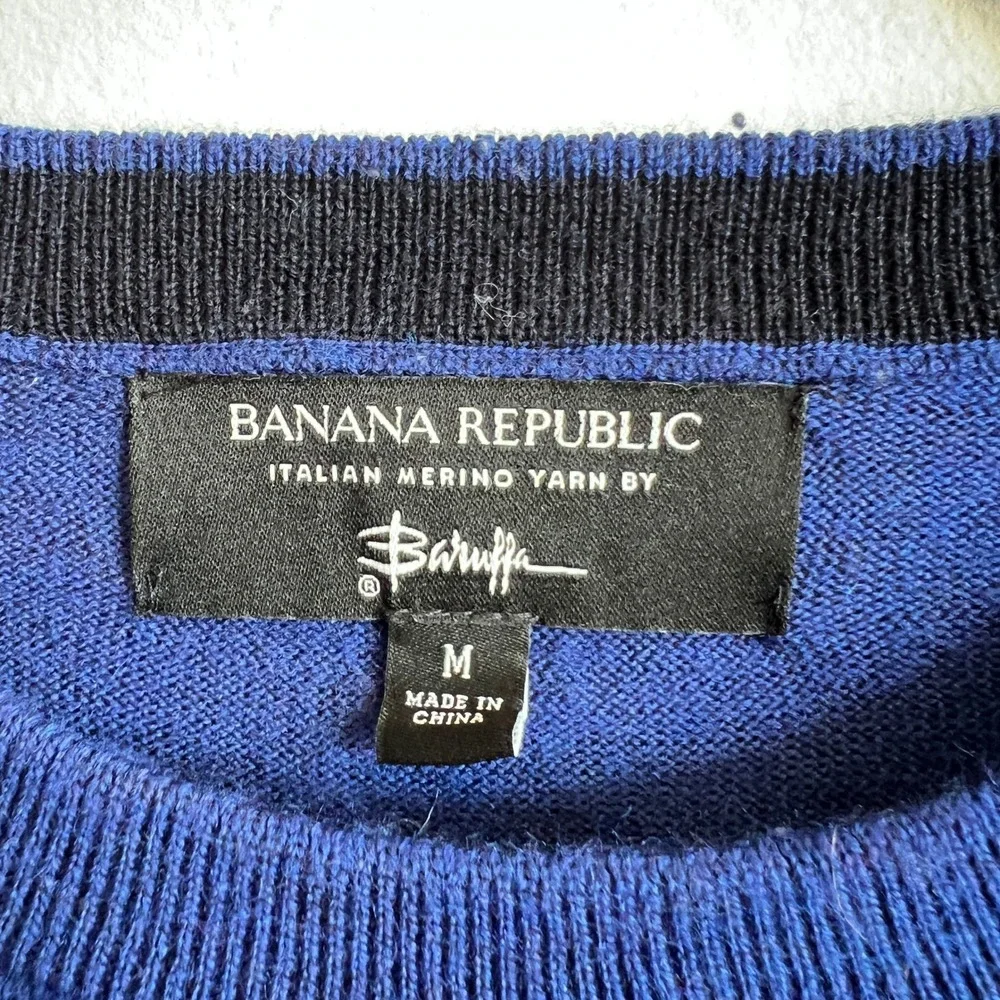 Banana Republic Mens Medium Sweater Blue Italian‎ Merino Yarn by Baruffa Wool